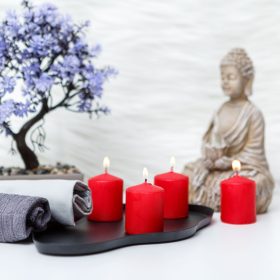   Vog Und Arths Gyertya szett - piros, illatmentes - 4 x 45 g (58813A)