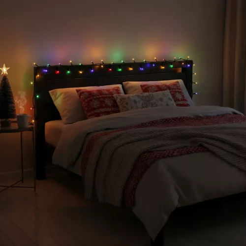 Fényfüzér - 5 m - színes - 100 LED - 220-240V - 6W - zöld kábel (59766)