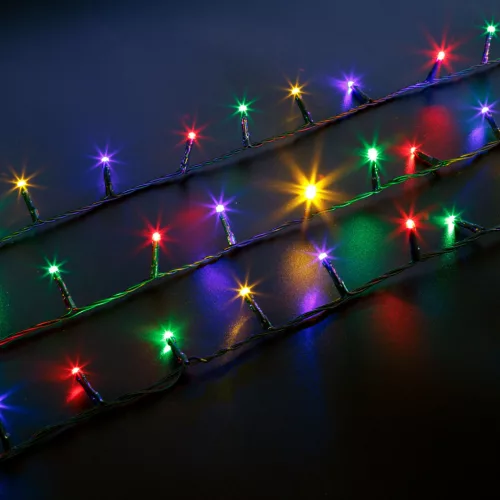 Fényfüzér - 5 m - színes - 100 LED - 220-240V - 6W - zöld kábel (59766)
