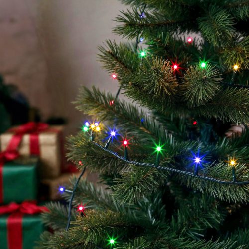 Fényfüzér - 10 m - színes - 200 LED - 220-240V - 6W - zöld kábel (59767)