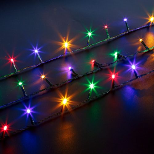 Fényfüzér - 10 m - színes - 200 LED - 220-240V - 6W - zöld kábel (59767)