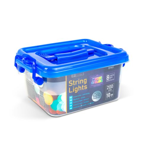 Fényfüzér - 10 m - színes - 200 LED - 220-240V - 6W - zöld kábel (59767)