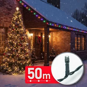   Fényfüzér - 50 m - színes - 1000 LED - 220-240V - 9W - zöld kábel (59771)