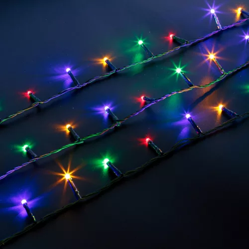 Fényfüzér - 50 m - színes - 1000 LED - 220-240V - 9W - zöld kábel (59771)