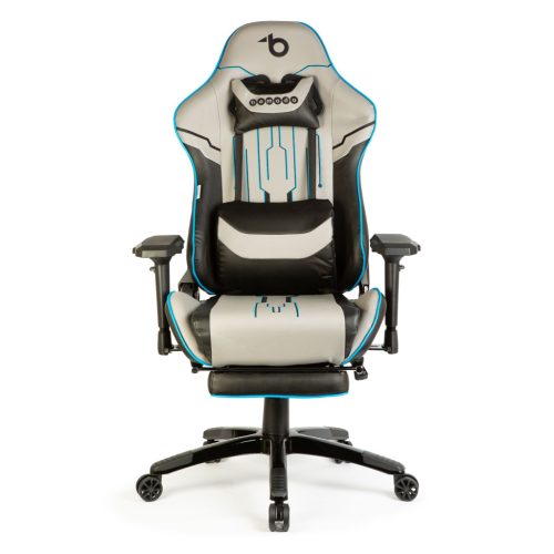 Bemada Gamer szék párnával - szürke/fekete/kék - 84 x 52 / 48 x 50 cm (BMD1118A)