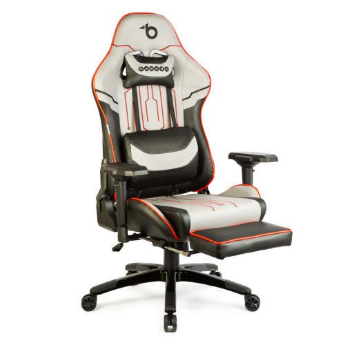 Bemada Gamer szék párnával - szürke/fekete/piros- 84 x 52 / 48 x 50 cm (BMD1118B)