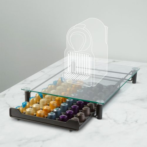 Bewello Fém kávékapszula tartó - 60 db Nespresso kapszulához - 410 x 260 x 60 mm - matt fekete (BW0999)