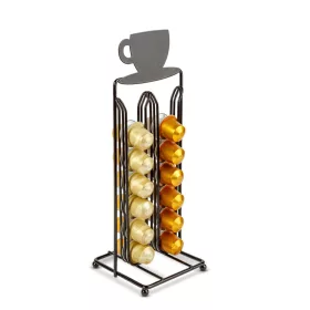   Bewello Fém kávékapszula tartó - 28 db Nespresso kapszulához - 125 x 115 x 340 mm - matt fekete (BW0998)