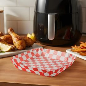   Bewello Air fryer sütőpapír - olaj nélküli sütőhöz - kockás, négyzet - 20 cm - 50 db / csomag (BW1030A)
