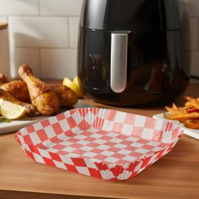   Bewello Air fryer sütőpapír - olaj nélküli sütőhöz - kockás, négyzet - 23 cm - 50 db / csomag (BW1030B)