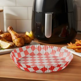   Bewello Air fryer sütőpapír - olaj nélküli sütőhöz - kockás, kör - 23 cm - 50 db / csomag (BW1032B)