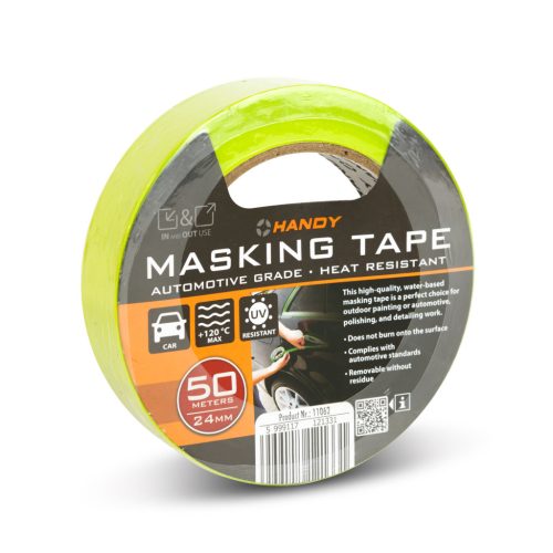 Handy Maszkolószalag - vízbázisú - 50 m x 24 mm - sárgászöld - autóipari, hőálló (11062)