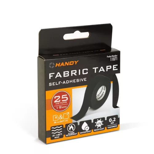 Handy Öntapadós textil szalag - kábelkorbácsokhoz - 25 m x 19 x 0,2 mm - fekete (11071)