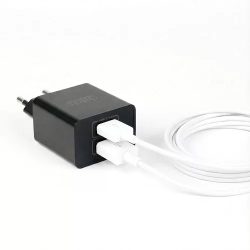 Delight USB Hálózati adapter 2xUSB fekete (55039-2BK)