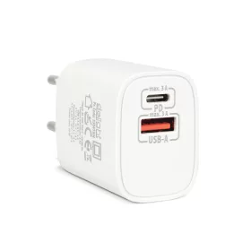  Delight Hálózati Adapter USB + Type-C PD20W gyorstöltéssel - fehér (55041WH)