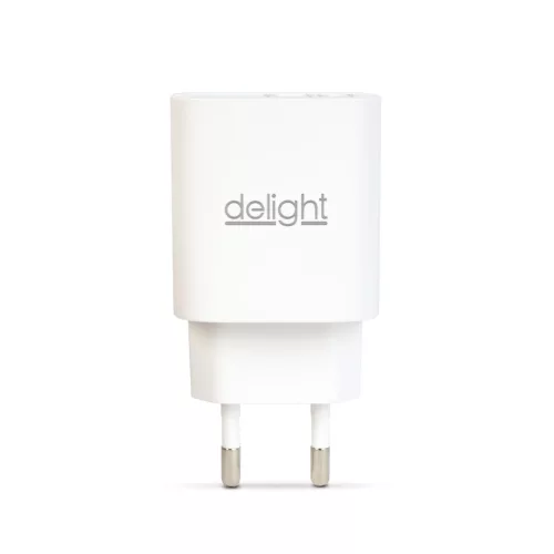 Delight Hálózati Adapter USB + Type-C PD20W gyorstöltéssel - fehér (55041WH)