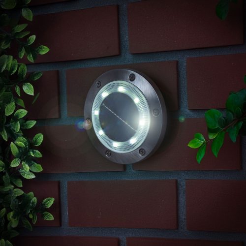 Garden Of Eden LED-es leszúrható / fali szolár lámpa - kör alakú - SMD LED - hidegfehér - 12 cm (11440F)