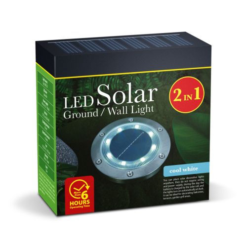 Garden Of Eden LED-es leszúrható / fali szolár lámpa - kör alakú - SMD LED - hidegfehér - 12 cm (11440F)