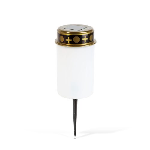 Garden Of Eden Leszúrható szolár mécses - pislákoló melegfehér LED - 7,3 x 20,5 cm - piros / fehér (13001)