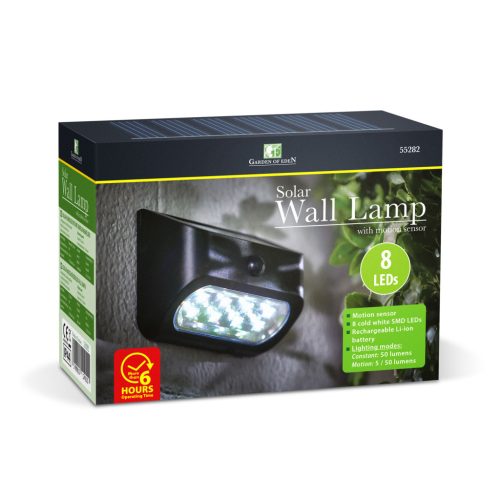 Garden Of Eden Mozgásérzékelős szolár lámpa - 14 x 6,5 x 10 cm - 8 x SMD LED (55282)