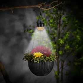   Garden Of Eden Felakasztható LED szolár - virág kaspó - fekete - műanyag - 26 x 16 cm (11733)