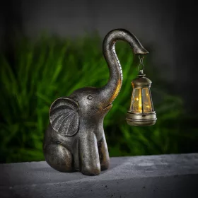   Garden Of Eden LED-es szolár lámpa - elefánt - melegfehér - műanyag - 30,5 x 12 x 24 cm (11267)
