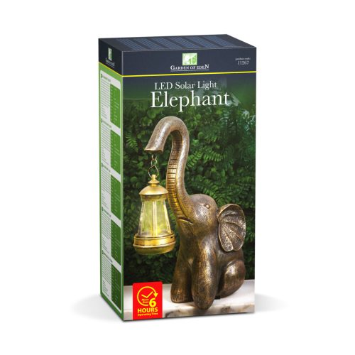 Garden Of Eden LED-es szolár lámpa - elefánt - melegfehér - műanyag - 30,5 x 12 x 24 cm (11267)