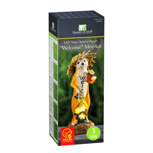 Garden Of Eden LED-es szolár állatfigura - "Welcome" szurikáta - melegfehér LED - 30 cm (11423)
