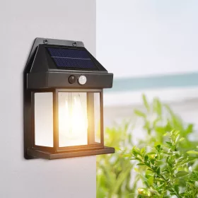   Garden Of Eden Szolár mozgásérzékelős fali lámpa - 1 filament LED - fekete - 12 x 6 x 17 cm (13007)