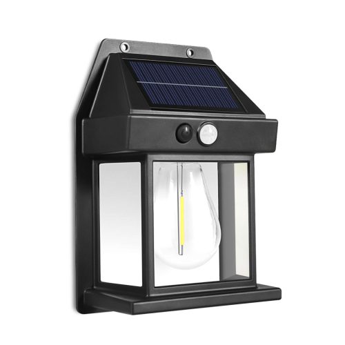 Garden Of Eden Szolár mozgásérzékelős fali lámpa - 1 filament LED - fekete - 12 x 6 x 17 cm (13007)