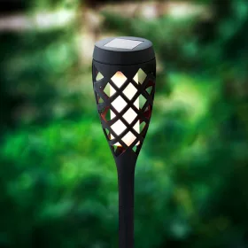   Garden Of Eden LED-es szolár lámpa - leszúrható - lángeffekt - 12 sárga LED - műanyag - fekete - 60 x 420 mm (11262E)