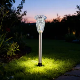   Garden Of Eden Leszúrható szolár lámpa - 1 x melegfehér - króm - 6 x 38,5 cm (13014)