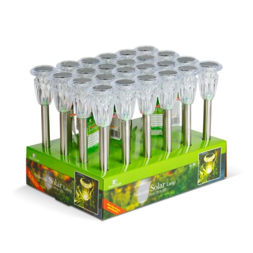 Garden Of Eden Leszúrható szolár lámpa - 1 x melegfehér - króm - 6 x 38,5 cm (13014)