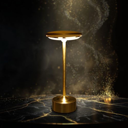 Phenom Asztali lámpa - arany színű fém - állítható színhőm, fényerő - akkumulátoros - USB (12502A)