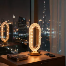   Phenom Asztali lámpa - arany - állítható színhőmérséklet, fényerő - akkumulátoros - USB (12504)