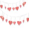 Girland - papír - piros kockás szívek - 2 m (56096)