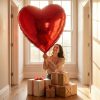 Óriás lufi - piros szív - fólia - 79 cm (56097)