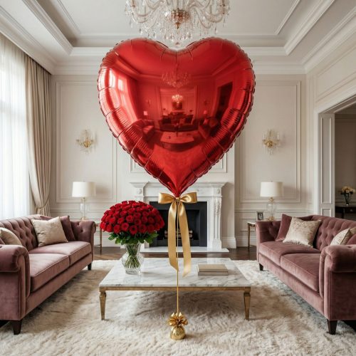 Óriás lufi - piros szív - fólia - 79 cm (56097)