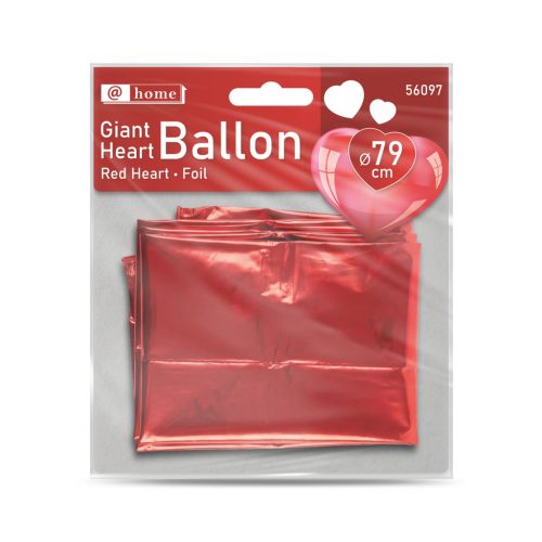 Óriás lufi - piros szív - fólia - 79 cm (56097)