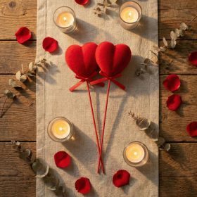   Leszúrható szív szett - piros plüss, habszivacs - 28 cm - 2 db / csomag (56098)