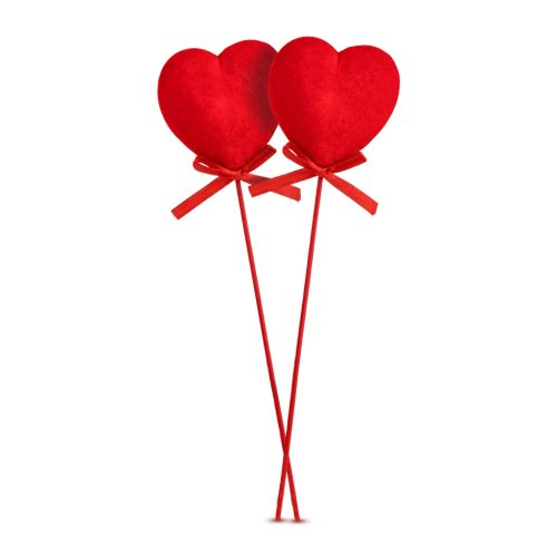 Leszúrható szív szett - piros plüss, habszivacs - 28 cm - 2 db / csomag (56098)