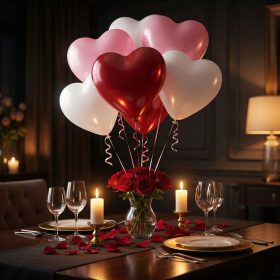   Lufi szett - szív alakú - piros/fehér/rózsaszín - 10 db / csomag (56099)