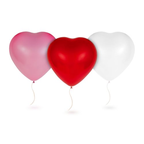 Lufi szett - szív alakú - piros/fehér/rózsaszín - 10 db / csomag (56099)