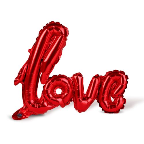 Lufi - "LOVE" felirat - metál bordó, fólia - 55 cm (56100)
