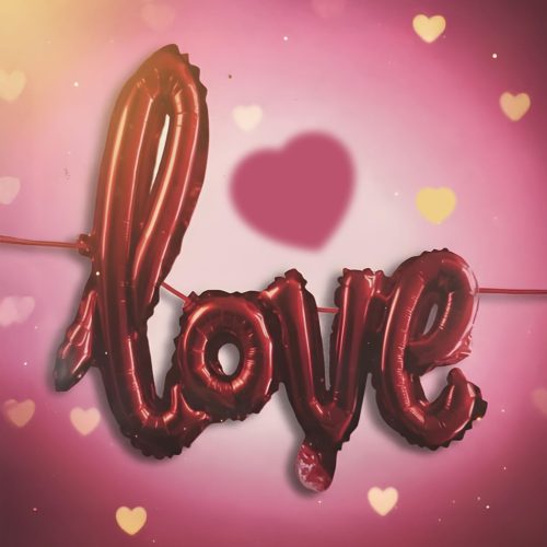 Lufi - "LOVE" felirat - metál bordó, fólia - 55 cm (56100)