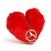 Kulcstartó - szív alakú - plüss, piros - 13 x 10 cm (56101)