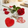 Kulcstartó - szív alakú - plüss, piros - 13 x 10 cm (56101)