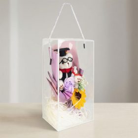   Műnövény dekoráció - napraforgó, macival - 14 x 10,5 x 26 cm (11971)