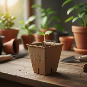   Palántanevelő cserép - 6 x 6 cm - négyzet, papír - 12 db / csomag (11987)