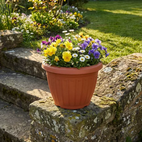 Műanyag virágcserép - terrakotta - 20 cm (11991)